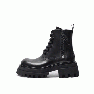 Martin boots men's autumn and winter genuine leather mid-cut British thick-soled height-enhancing side zipper 154522