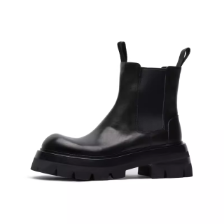 Autumn and winter Chelsea boots men's thick sole British style mid-top black high-top men's boots 152001