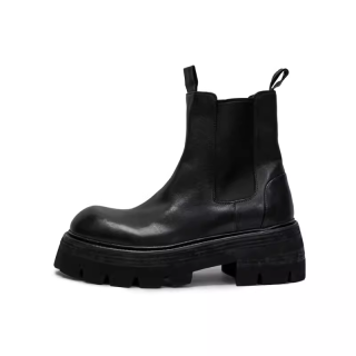 Autumn and winter chimney Chelsea boots men's heightened thick-soled horse leather British casual leather boots 154218