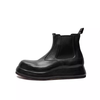 Autumn and winter Chelsea boots men's British style mid-cut thick-soled washed horsehide height-increasing leather H591