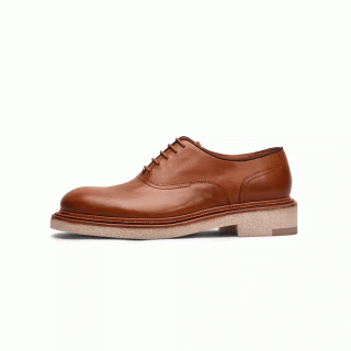 Autumn and winter brown small leather shoes men's genuine leather handmade thick-soled shoes Oxford shoes 130603