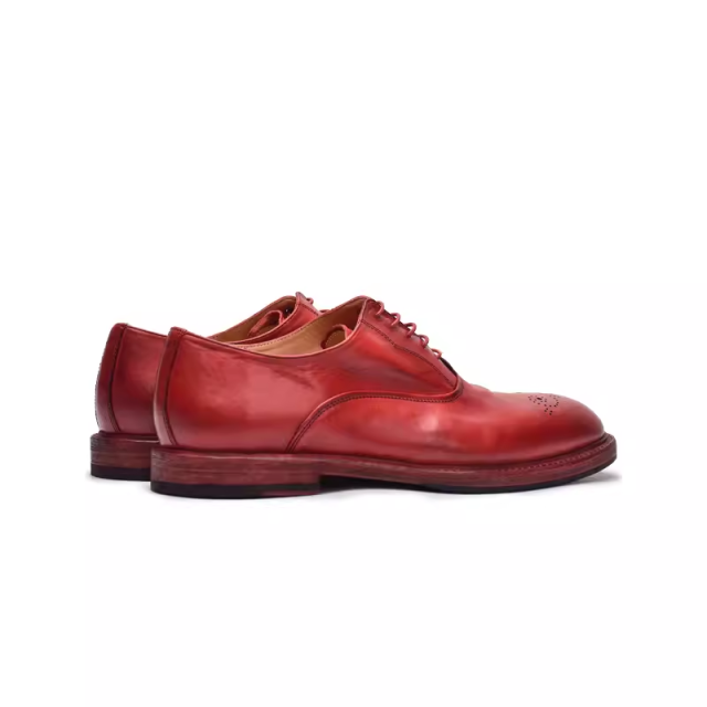 Autumn and winter hand-imported genuine leather business casual retro distressed carved red Oxford leather shoes for men 146651