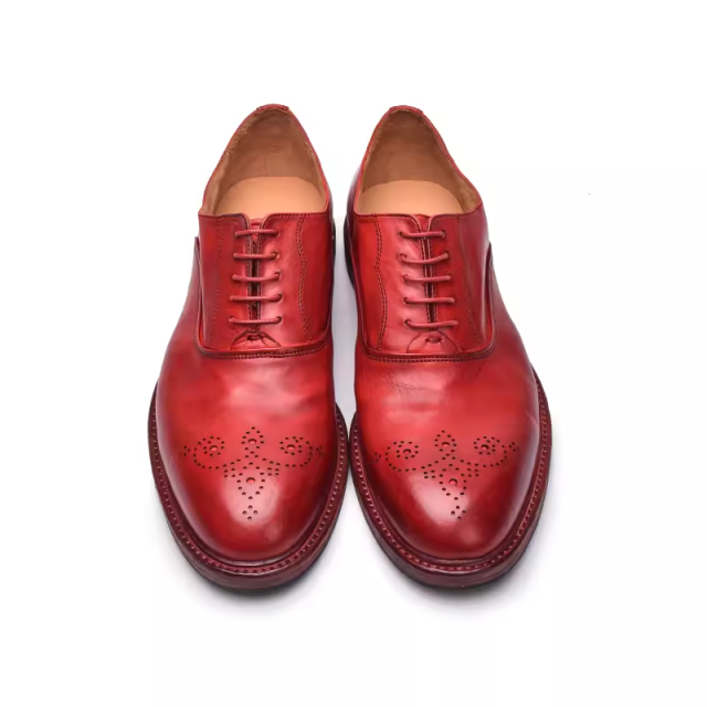 Autumn and winter hand-imported genuine leather business casual retro distressed carved red Oxford leather shoes for men 146651