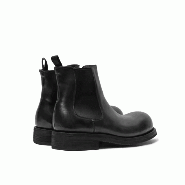 Horse leather Chelsea boots men's business casual Goodyear round head short barrel leather boots winter H2312-3