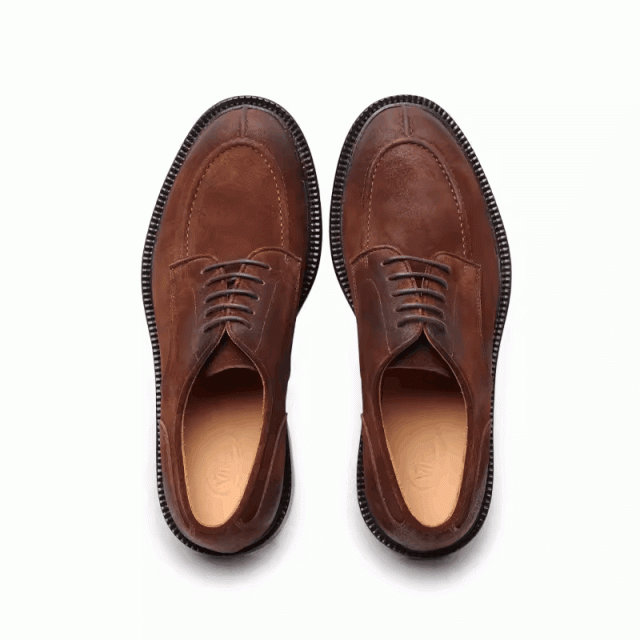 Suede handmade brown leather shoes leather sole business casual derby shoes breathable men's shoes 124901