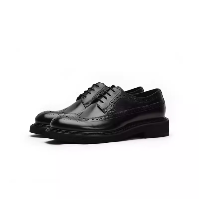 Men's Breathable Leather Shoes Increased Brogue Carved Casual Formal Derby Shoes Men's Autumn 130601