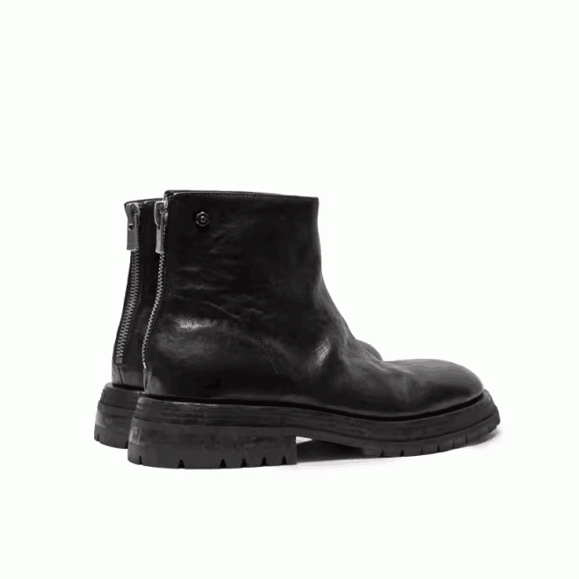 Hand-washed horsehide leather boots retro rear zipper handmade Chelsea boots men's winter 150903