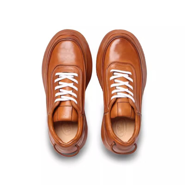 New style horsehide casual shoes handmade shoes light color simple thick sole dad shoes leather shoes for men 2316-3