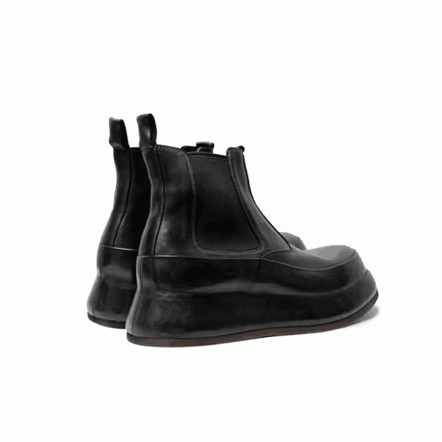 Autumn and winter Chelsea boots men's British style mid-cut thick-soled washed horsehide height-increasing leather H591