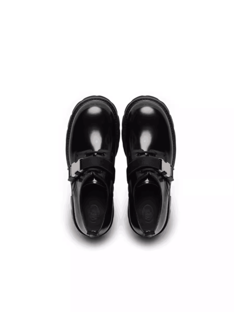 Thick-soled Derby shoes men's black round-toed metal buckle high-end casual leather shoes summer 144106