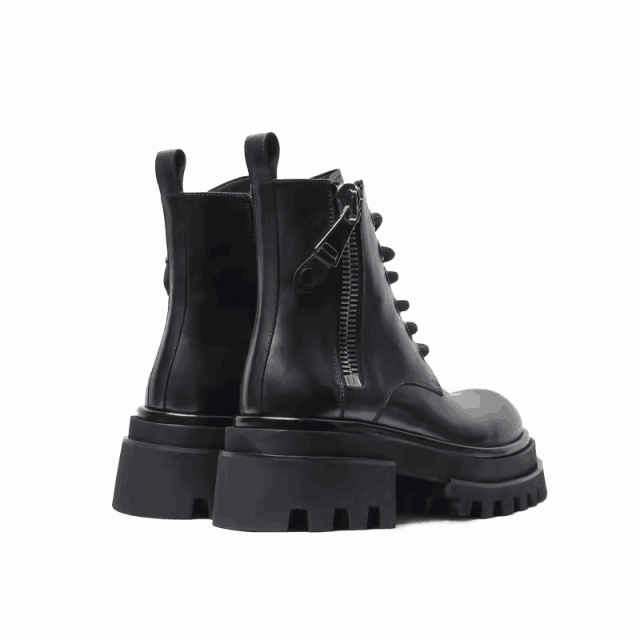 Martin boots men's autumn and winter genuine leather mid-cut British thick-soled height-enhancing side zipper 154522