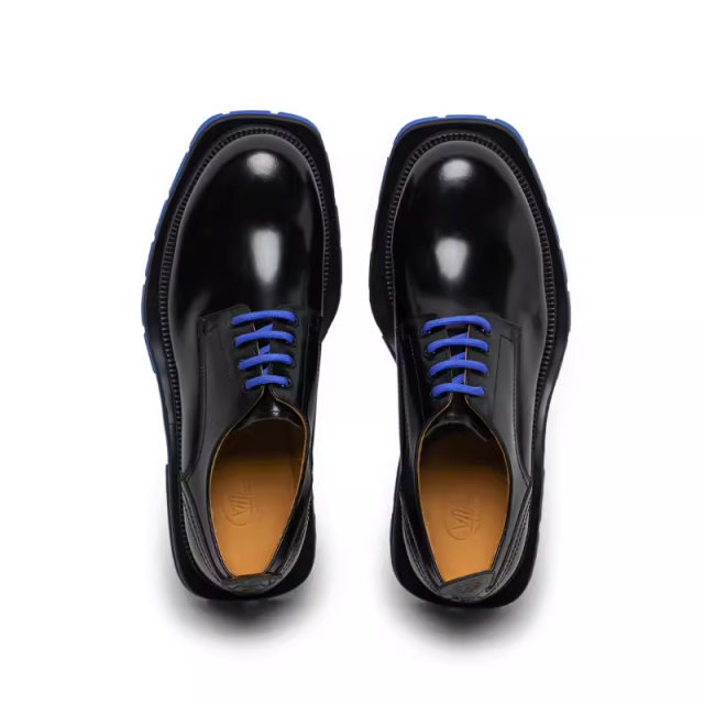 New Klein blue shoes shiny high street double thick bottom derby shoes leather shoes men autumn 128811